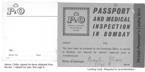 Bar chitty form and Bombay landing pass