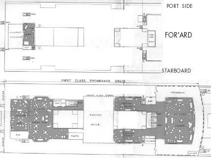 Plan of SS Corfu Decks A and B 1959. Click for enlargement