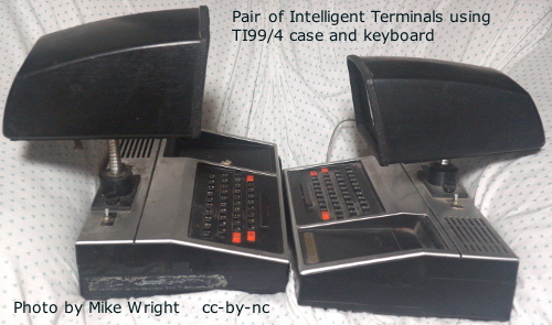 Two TI99/4 with monitor mounted onto console