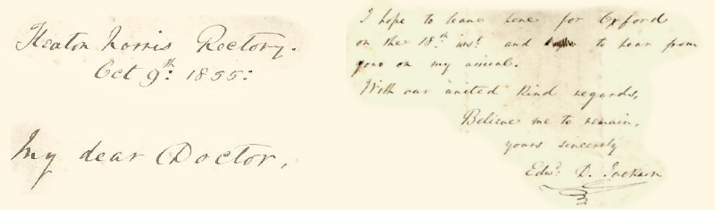 letter sent by mr jackson in 1855