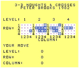 screen shot of game 3d noughts and crosses by Peter Brooks screen shot of game 3d noughts and crosses by Peter Brooks
