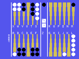 screen dump of game Backgammon screen image of program