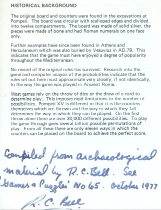 autographed rule sheet for Pompeii XV