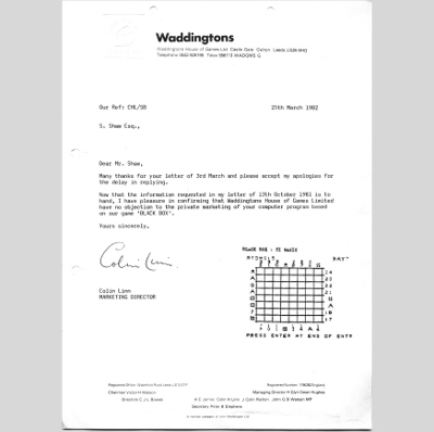 Waddington letter re Black Box